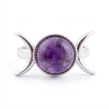 Anillo Ajustable Triple Luna con Amatista (10 mm) | Magia Lunar e Intuición Merlin Tienda