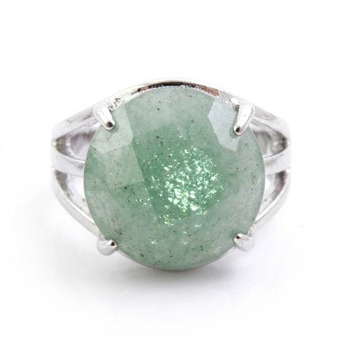 Anillo Ajustable de Aventurina Verde Redonda Facetada | Suerte y Abundancia Merlin Tienda