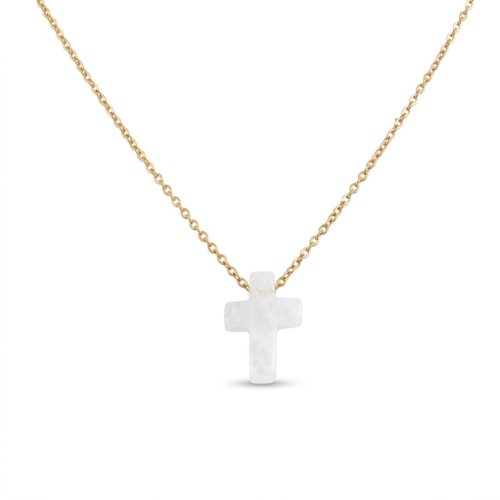 Collar con Cruz de Cuarzo Blanco Natural | Acero Inoxidable Esotergia