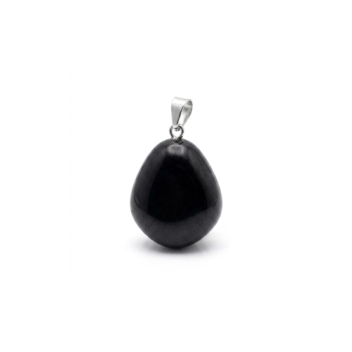 Colgante de Azabache Natural Pulido | Amuleto Protector Plateado Esotergia