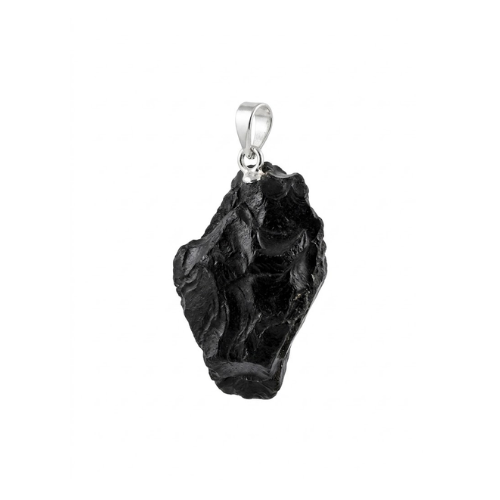 Colgante de Azabache en Bruto (Natural sin Tallar) y Plata | Amuleto Protector Esotergia