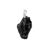 Colgante de Azabache en Bruto (Natural sin Tallar) y Plata | Amuleto Protector Esotergia