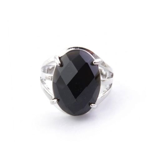 Anillo Ajustable de Ónix Negro Facetado | Joyería de Protección Merlin Tienda