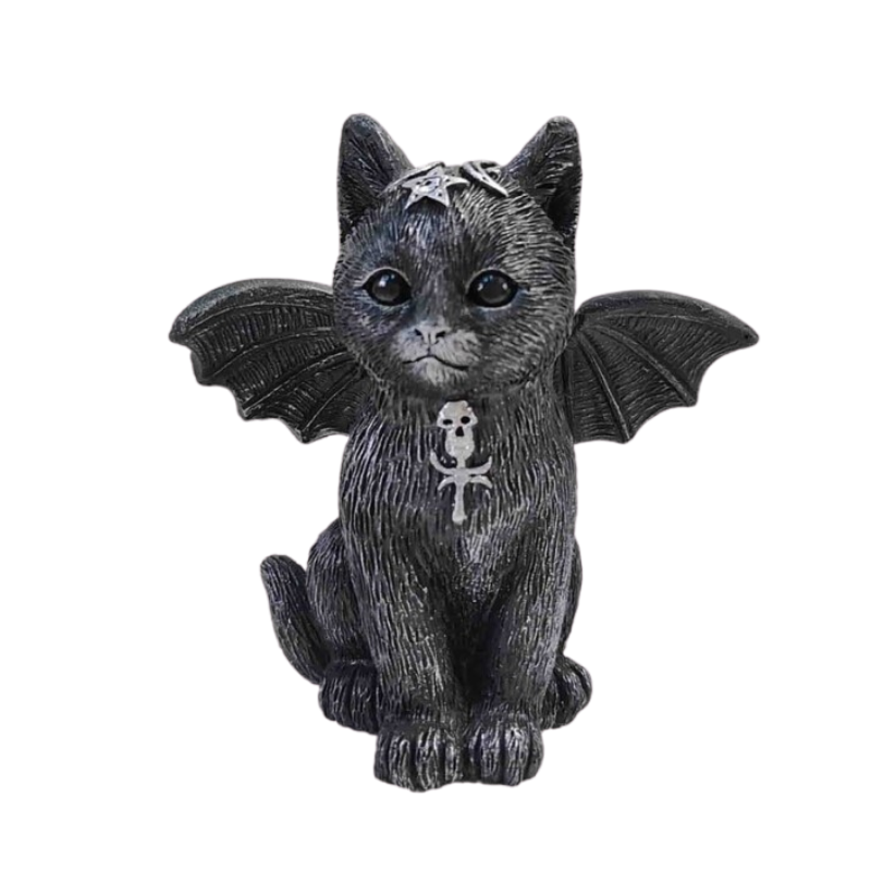 Figura de Gato Wicca Alado en Resina (12.5 cm) | Guardián Mágico de Altar Esotergia Tienda