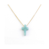 Collar con Cruz de Amazonita Natural | Acero Inoxidable Esotergia
