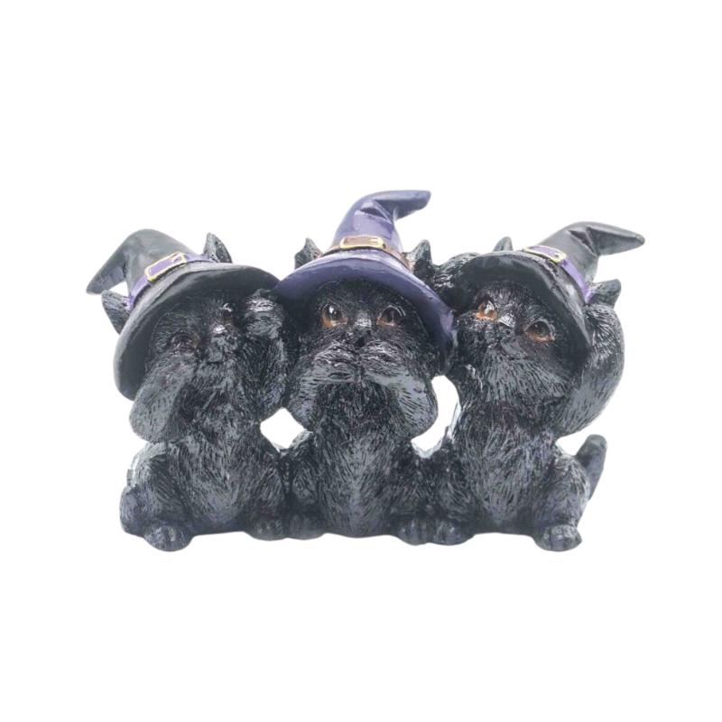 Figura 3 Gatos Wicca Sabios en Resina (11.5 cm) | Magia y Protección Esotergia Tienda