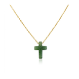 Collar con Cruz de Aventurina Verde Natural | Acero Inoxidable Esotergia