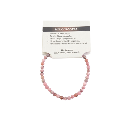 Pulsera de Rodocrosita Natural - Piedra del Amor Propio y Sanación Emocional (Tamaños 4mm y 6mm) Esotergia