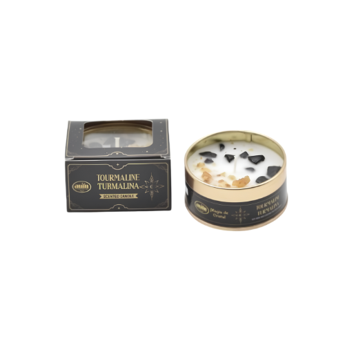 Vela Aromática de Turmalina Negra - Protección Magia de Cristal AÚM Esotergia Tienda