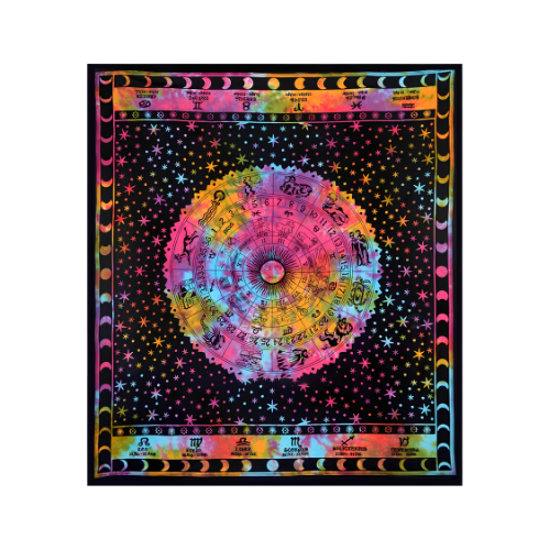 Tapiz Astrológico Zodiacal de Algodón (120x75 cm) | Paño de Altar, Tarot y Decoración Espiritual Esotergia