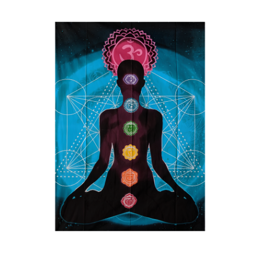Tapiz Alineación 7 Chakras de Algodón (120x75 cm) | Paño para Meditación y Altar Esotergia