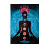 Tapiz Alineación 7 Chakras de Algodón (120x75 cm) | Paño para Meditación y Altar Esotergia