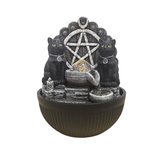 Fuente de Agua Wicca con Gatos Negros y Pentagrama (25 cm) | Altar y Magia Esotergia Tienda