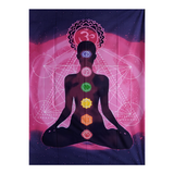Tapiz Chakras Rosa y Púrpura de Algodón (120x75 cm) | Paño de Meditación y Altar Esotergia
