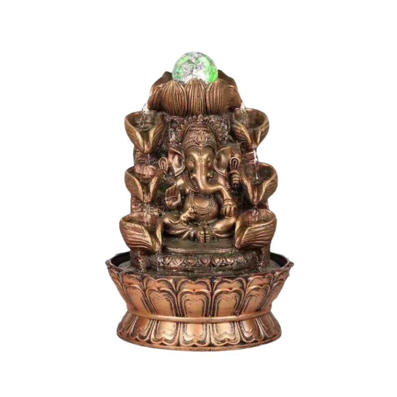 Fuente de Agua Ganesha en Cascada con Luz LED (30 cm) | Abundancia y Feng Shui Esotergia Tienda