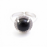 Anillo Ajustable de Ónice Negro y Circonitas (14 mm) Esotergia