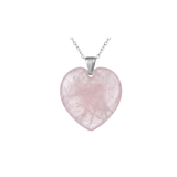Collar con Corazón de Cuarzo Rosa Natural | Acero Inoxidable Esotergia