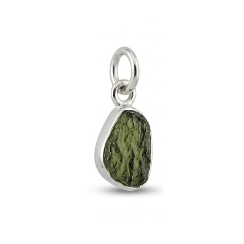 Colgante de Moldavita Auténtica en Plata (1cm) | Piedra de Transformación y Alta Vibración