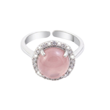 Anillo Ajustable de Cuarzo Rosa y Circonitas (14 mm) | Joyería Energética y Amor Propio Esotergia