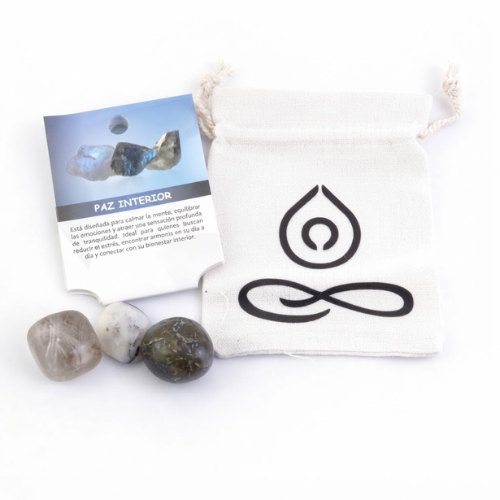 Kit de Gemas para la Paz Interior | Piedra Luna, Labradorita y Cuarzo Ahumado Esotergia