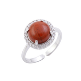 Anillo Ajustable de Jaspe Rojo y Circonitas (14 mm) Esotergia