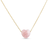 Collar con Corazón de Cuarzo Rosa Natural | Acero Inoxidable Esotergia