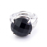 Anillo Ajustable de Ónice Negro Redondo Facetado | Amuleto de Protección y Fuerza Merlin Tienda
