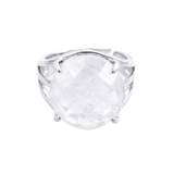 Anillo Ajustable de Cuarzo Blanco Redondo Facetado | Luz y Sanación Merlin Tienda