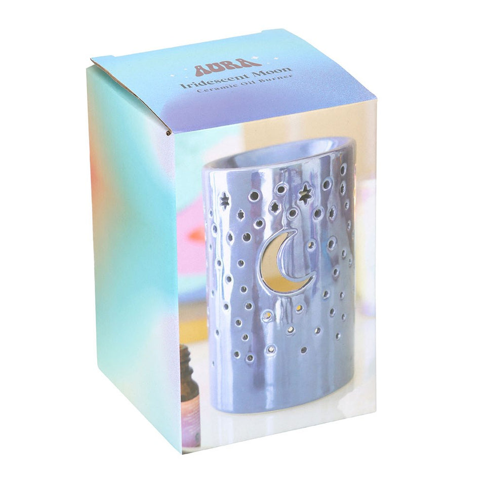 Quemador de Aceites y Calentador de Cera Luna Violeta Iridiscente Esotergia