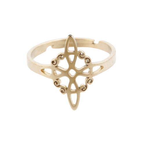 Anillo Ajustable de Acero Inoxidable Dorado con Nudo de Bruja | Protección y Elegancia Mágica