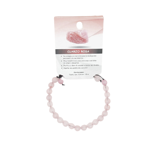 Pulsera con Nudo Corredizo de Bolas de 4mm en Cuarzo Rosa - Amor y Conexión Cultural