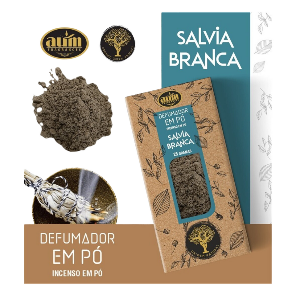 Incienso en Polvo de Salvia Blanca AUM Fragrances 25g - Limpieza Energética y Protección Espiritual