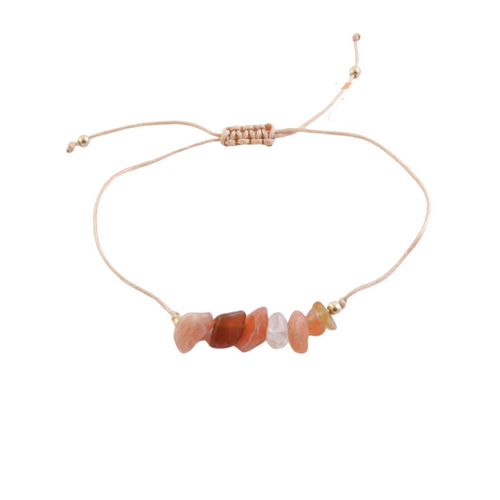 Pulsera Chip de Cornalina con Nudo Adaptable