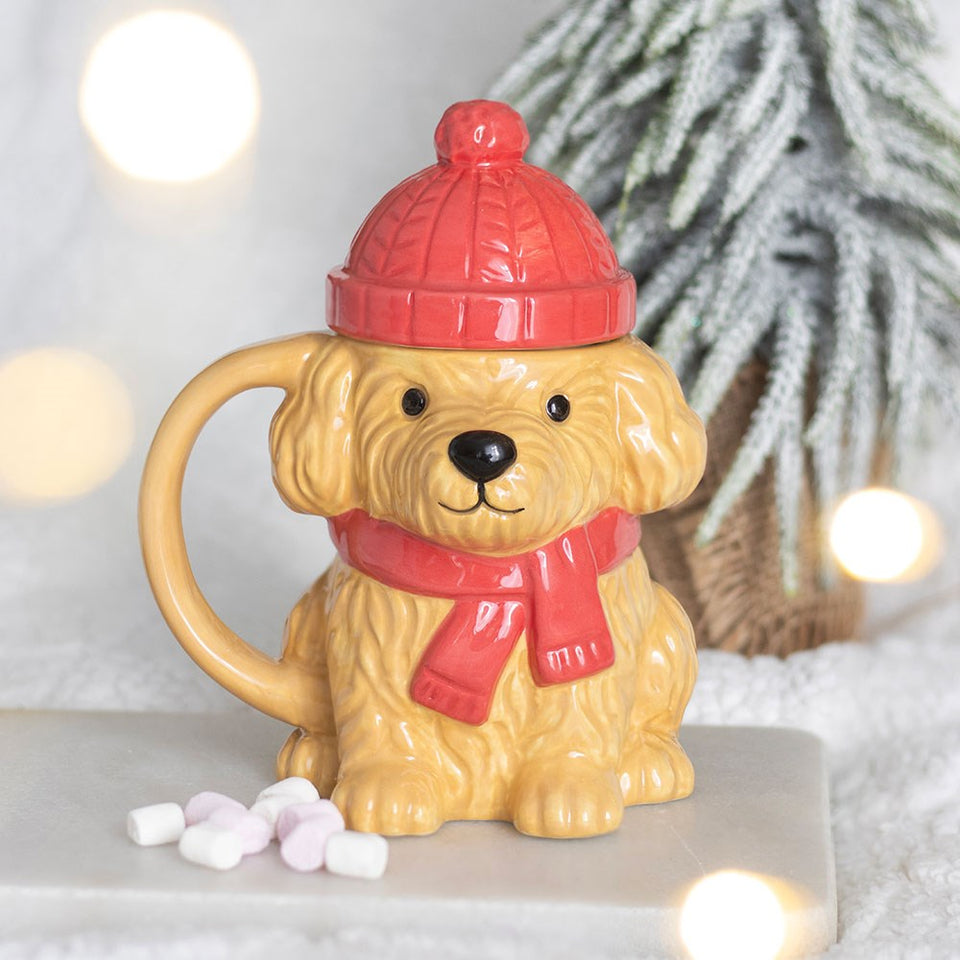 Taza Perrito de Invierno con Tapa (480ml) | Calidez y Amor Incondicional Esotergia