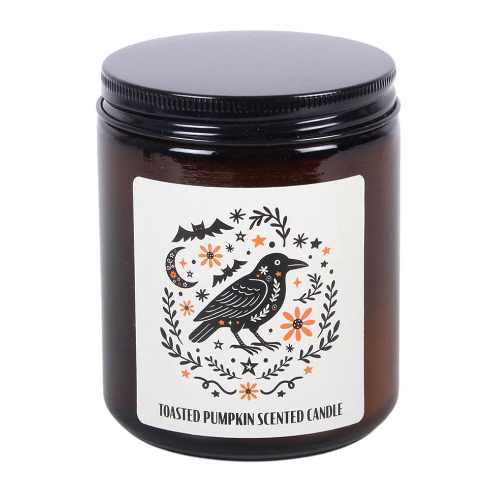 Vela Aromática Calabaza Asada "Cuervo Místico" | Calidez y Magia Otoñal Esotergia