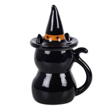 Taza con Tapa "Gato Negro" y Sombrero de Bruja | Magia y Confort Otoñal Esotergia