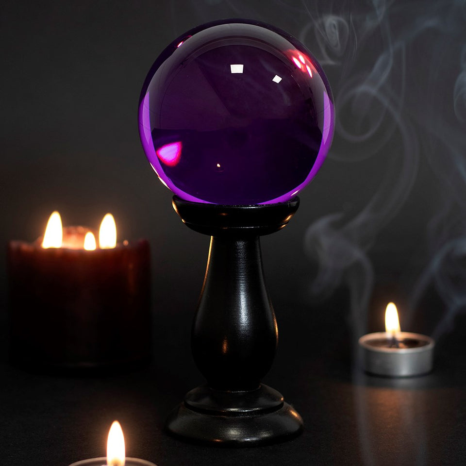 Bola de Cristal Adivinación Violeta con Soporte de Madera