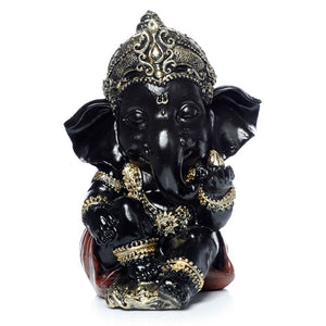 Figura Ganesh Negro y Dorado - Armonía y Prosperidad