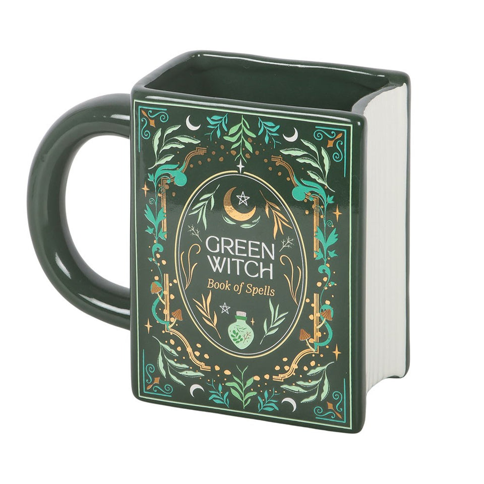 Taza Green Witch con Forma de Libro de Cerámica 450 ml Esotergia