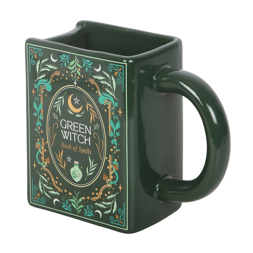 Taza Green Witch con Forma de Libro de Cerámica 450 ml Esotergia