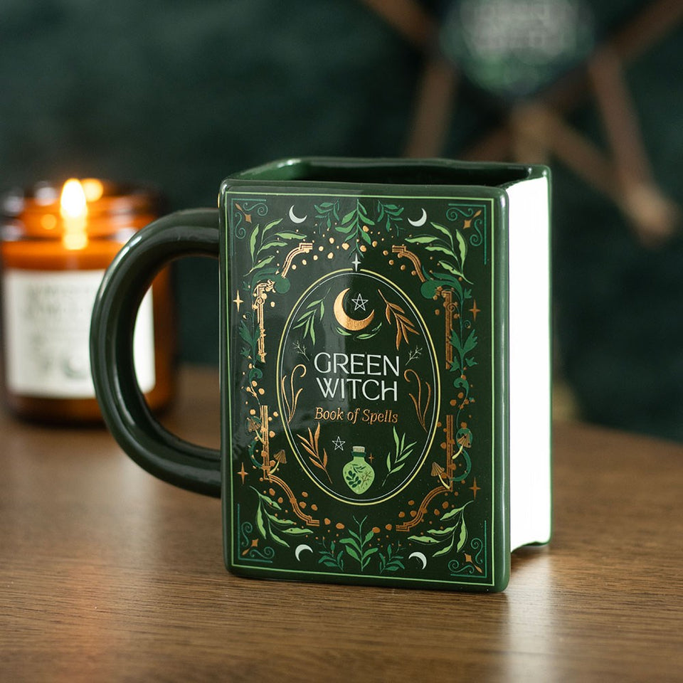 Taza Green Witch con Forma de Libro de Cerámica 450 ml Esotergia