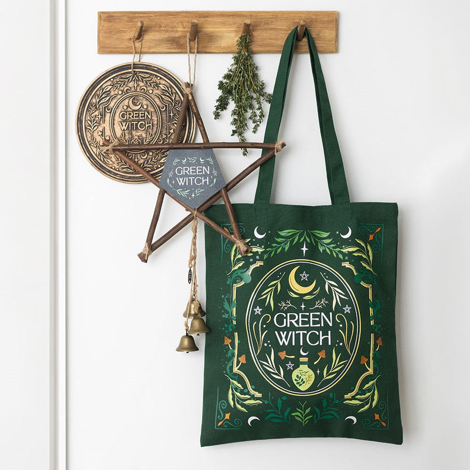Pentagrama Colgante "Green Witch" con Campanillas | Protección y Magia Natural Esotergia Tienda