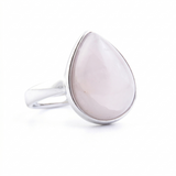 Anillo Ajustable Cuarzo Rosa Lágrima (17 x 14 mm) | Amor Propio, Paz y Sanación Esotergia