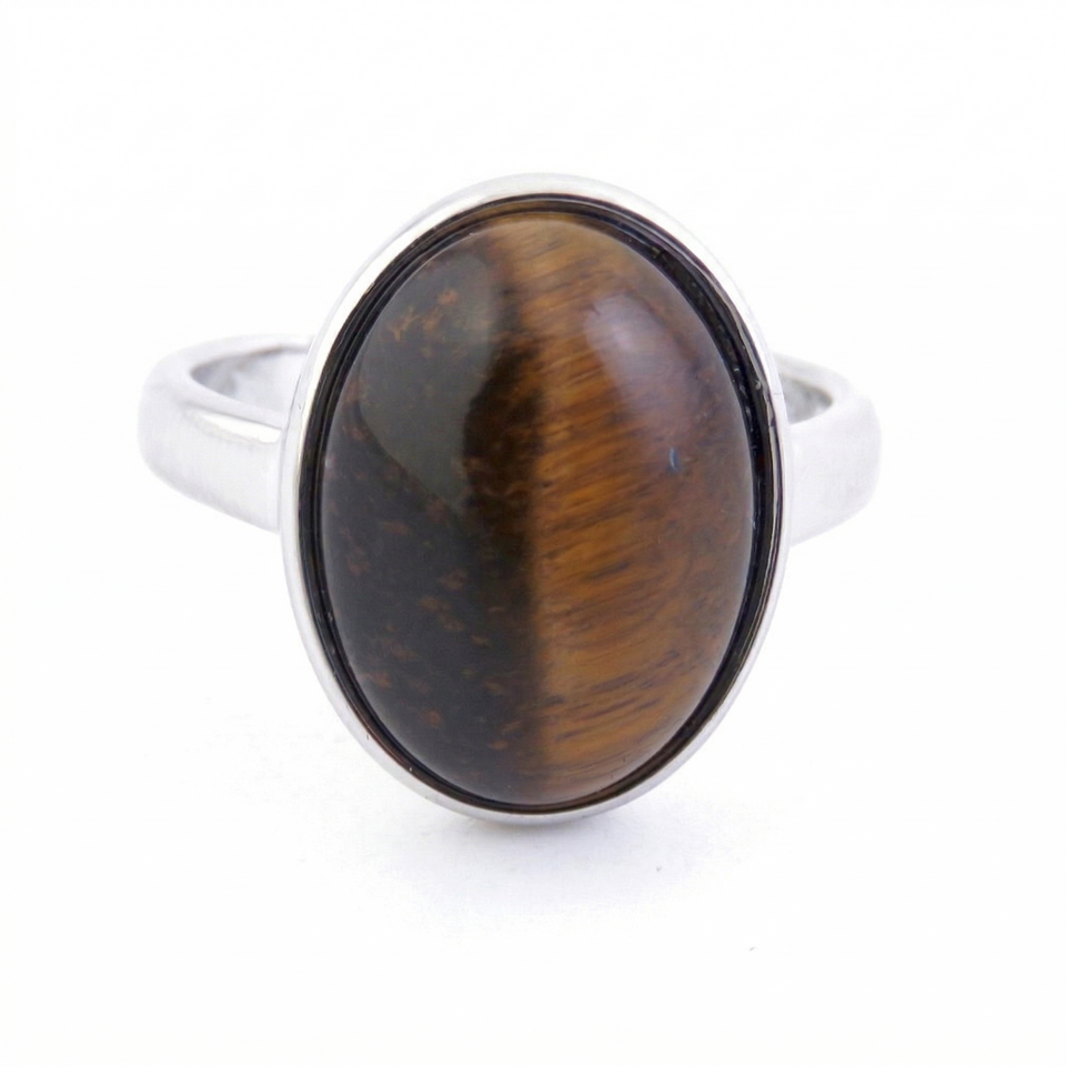 Anillo Ajustable Ojo de Tigre (12 x 16 mm) | Protección, Coraje y Éxito Personal Esotergia