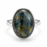Anillo Ajustable Labradorita Natural (12 x 16 mm) | Magia, Intuición y Transformación Esotergia
