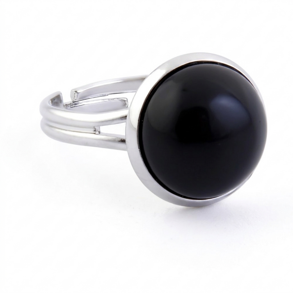 Anillo Ajustable Ónice Negro (12 mm) | Protección, Fuerza y Control Personal Esotergia