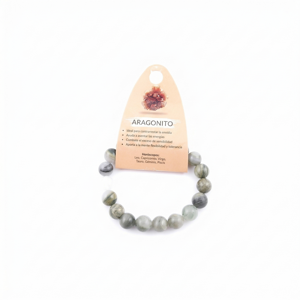 Pulsera de Aragonito Natural Elástica (4mm, 6mm, 10mm) | Enraizamiento, Calma y Paciencia Esotergia