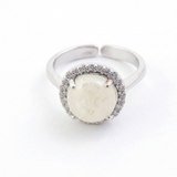 Anillo Ajustable Cuarzo Blanco (14 mm) y Circonitas | Claridad, Purificación y Brillo Esotergia