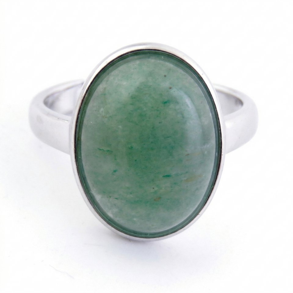 Anillo Ajustable Aventurina Verde (12 x 16 mm) | Prosperidad, Suerte y Bienestar Esotergia