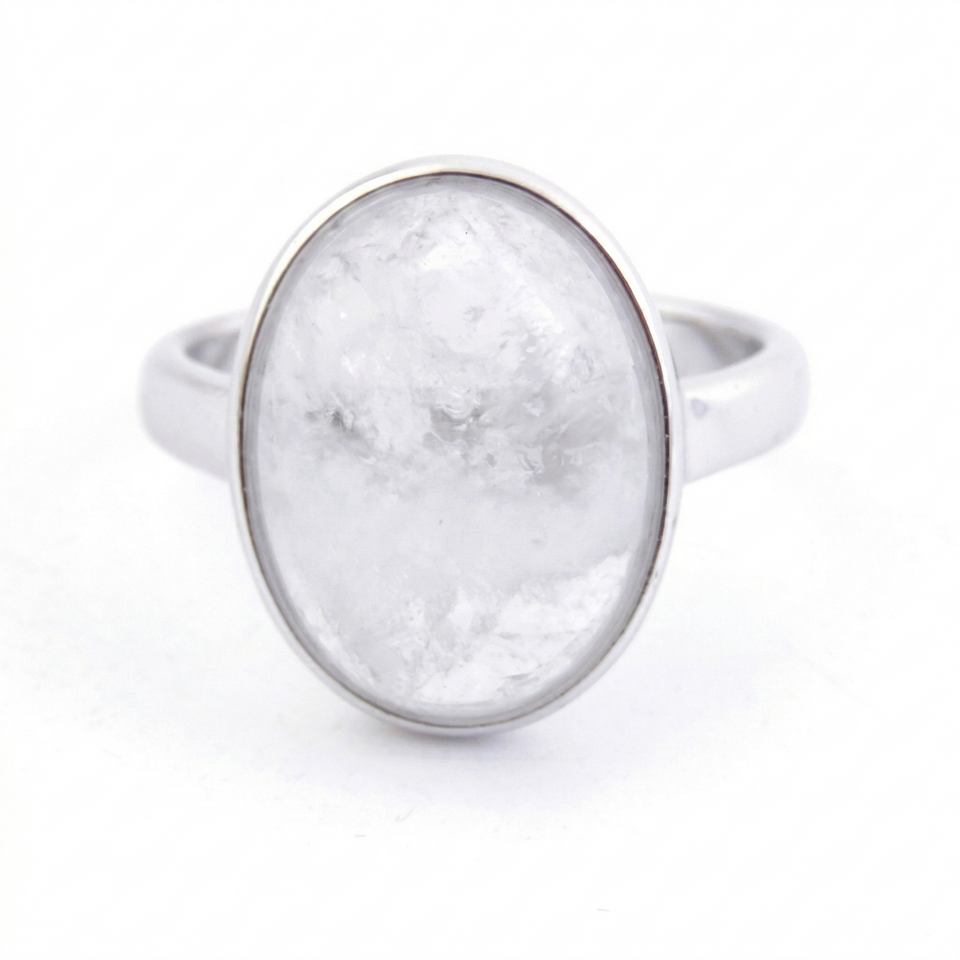 Anillo Ajustable Cuarzo Blanco (12 x 16 mm) | Claridad, Purificación y Sanación Esotergia